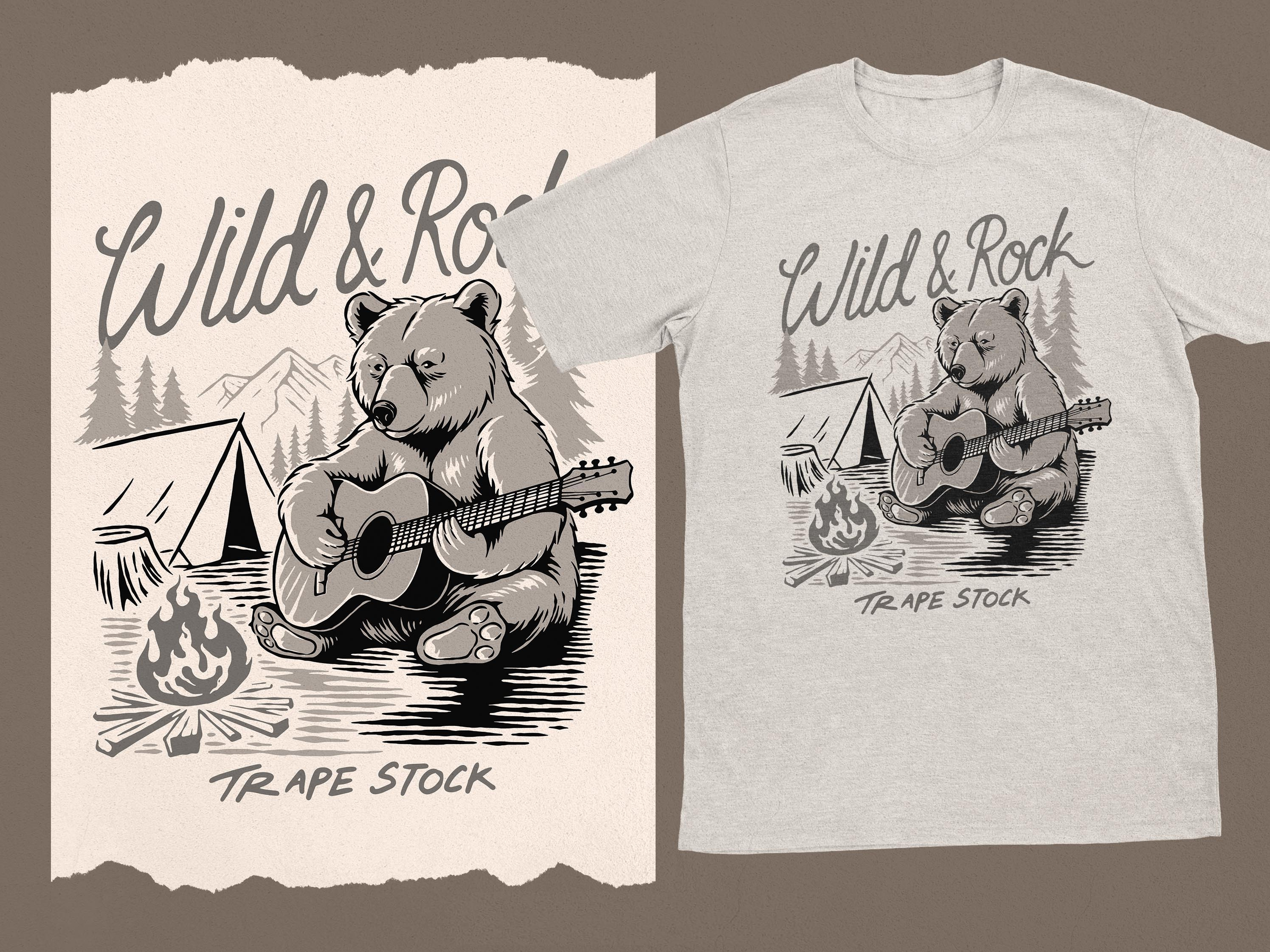 WILD & ROCK apparel bear branding camp clothing design graphic design illustration logo outdoor streetwear vector