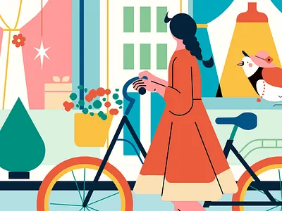 小园素作品：驻足风铃街 design flat graphic design illustration vector