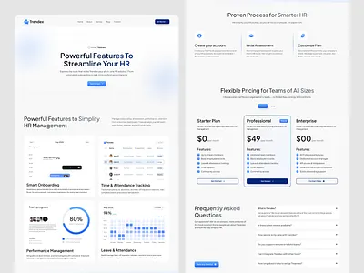 HR Management SAAS Website Design- Features Page interface product saas service startup ui ux web