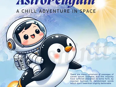 Cute Book Cover Penguin & Astronout animation book book cover cartoon cute kids kids story penguin stronout
