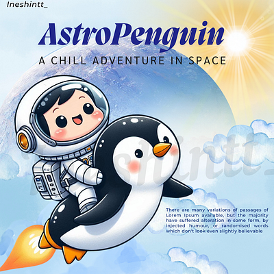 Cute Book Cover Penguin & Astronout animation book book cover cartoon cute kids kids story penguin stronout