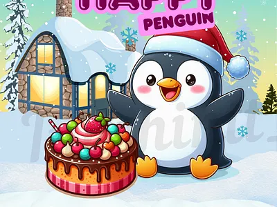 Happy Penguin cartoon character cute penguin