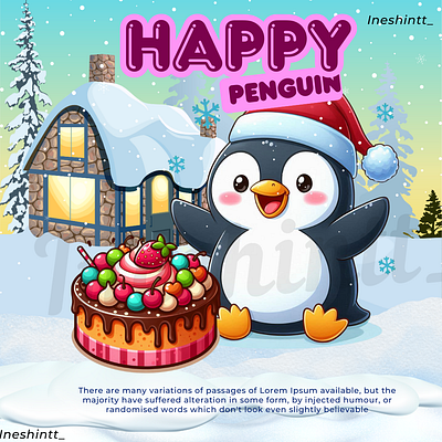 Happy Penguin cartoon character cute penguin