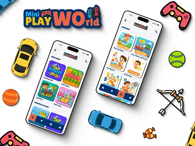 Mini games app concept 2dgameui childfriendlydesign colorfulinterface funforkids gameappui idsgamedesign minigame mobilegame playfului