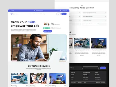 Modern Online Learning Website UI design edtechui elearningdesign homepage landing page landingpagedesign onlinelearning ui ui of website uiinspiration ux uxuidesign webdesign website