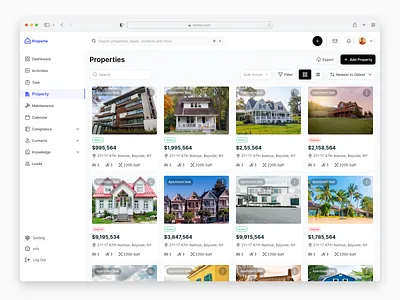 Properte - Property Mangement Software ( Add Property Page ) add property ai automation and management clean property property management property management website property search real estate real estate agent saas ui ui design