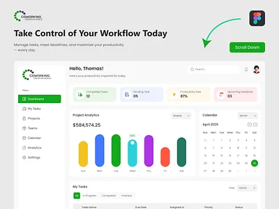 Task Management Dashboard UIUX dashboard design figma landing page managment modern task dashboard task managment dashboard ui uiux user interface ux