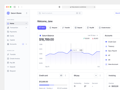 Saturn Homepage - Finance Dashboard dashboard finance homepage ui kit