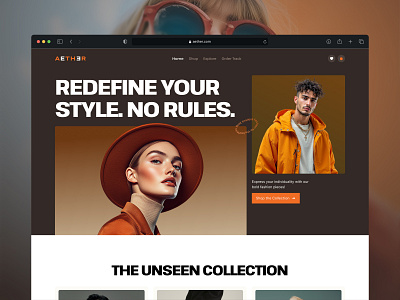 Aether e-commerce website design ecommerce elegant figma homepage landingpage modern onlinestore ui uiux ux website websitedesign