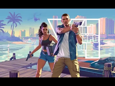 Grand Theft Auto VI loading screen 2d animation branding design game grand theft auto grand theft auto 6 grand theft auto vi gta gta 6 gta vi illustration jason leonida loading screen logo lucia motion graphics ui vi