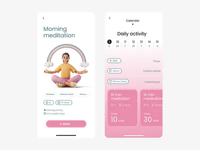 Meditation app concept motion graphics ui