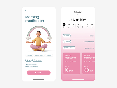 Meditation app concept motion graphics ui