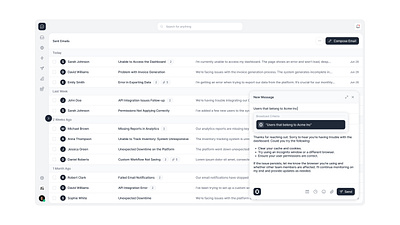 Open - Email Client Dashboard ai clean client customer dashboard email filter minimal open.cx send email support ui ux white yc ycombinator