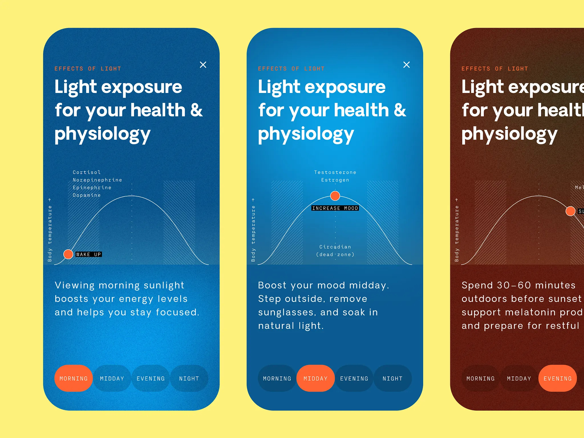 Example of Mobile App Design · Concept · 3 Screens