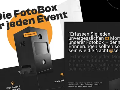 ✨ Die FotoBox – Event Photo Booth Website Design ✨ brutalism brutallistcolor brutallyminimal creativedesign darkmodepop eventtech eventwebsite fotoboothdesign photoboothdesign uxuidesign websitedesign