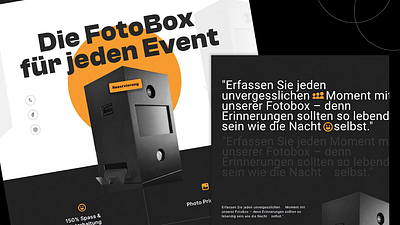 ✨ Die FotoBox – Event Photo Booth Website Design ✨ brutalism brutallistcolor brutallyminimal creativedesign darkmodepop eventtech eventwebsite fotoboothdesign photoboothdesign uxuidesign websitedesign