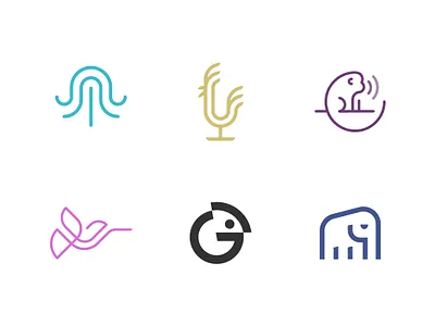 Minimalist Animal Logo Collection — Line Art Style animal bird brand identity branding chameleon cock design elephant graphic design hummingbird jellyfish line art logo design minimalist modern monkey octopus rooster tech visual identity