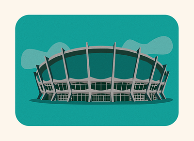 Nigeria's National Theatre Illustration architecture building clean drawing green grey illustration illustrator naija national nigeria theatre