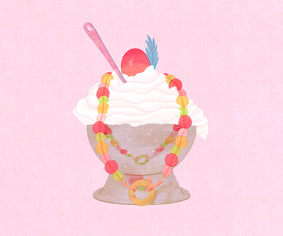 waiting for sparkling summer accessory artwork bingsoo cup design docoration food icecrean illust illustration ipad necklace photoshop serbet spoon stilllife tomato tweetyheather