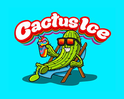 Cactus Ice artwork beach cactus character drawing handdrawing ice icecream lettering logo script