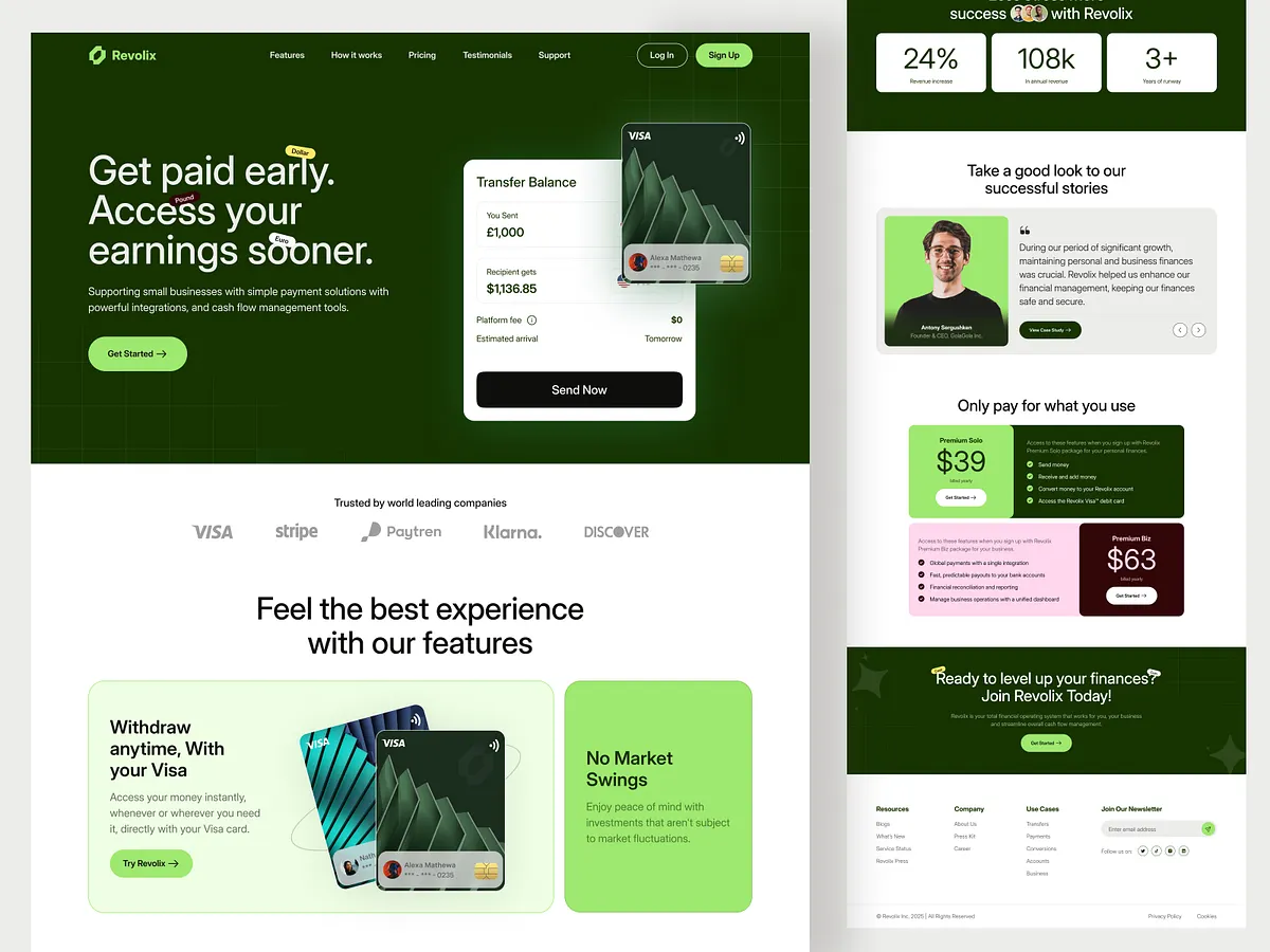 Financial Landing Page designs themes templates and downloadable