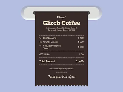 Reciept Design bill branding coffee design graphic design product design reciept restaurant ui