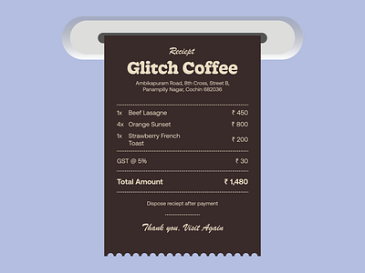 Reciept Design bill branding coffee design graphic design product design reciept restaurant ui