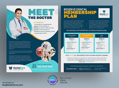 Dental Membership Plan Flyer Template (Canva Editable) canva template dental care dental care flyer dental care flyer template flyer flyer design flyer template