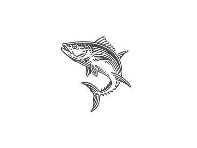 Tuna for «Hame» pate branding engraving etching fish illustration label pen and ink tuna vector engraving woodcut