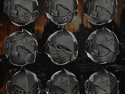 Crusader Pattern Helmets - Black Templars 3d 3d art 3d model 3d printing 3d sculpting blender design warhammer