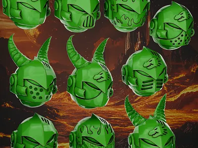 Crusader Pattern Helmets - Salamanders 3d 3d art 3d model 3d printing 3d sculpting blender design warhammer