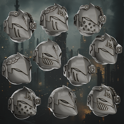 Crusader Pattern Helmets - Raven Guard 3d 3d art 3d model 3d printing 3d sculpting blender design warhammer