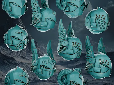 Crusader Pattern Helmets - Space Wolves 3d 3d art 3d model 3d printing 3d sculpting blender design warhammer