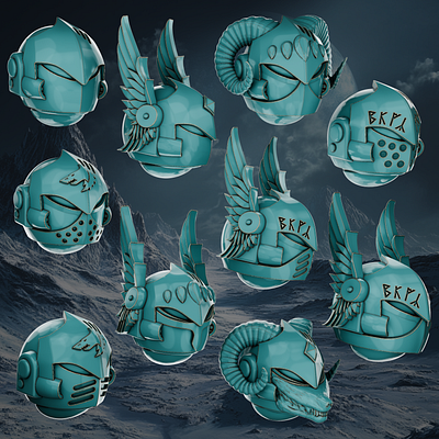 Crusader Pattern Helmets - Space Wolves 3d 3d art 3d model 3d printing 3d sculpting blender design warhammer