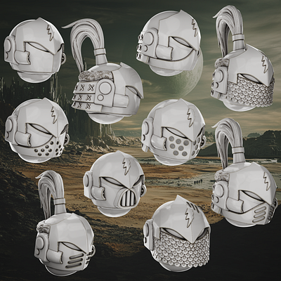 Crusader Pattern Helmets - White Scars 3d 3d art 3d model 3d printing 3d sculpting blender design warhammer
