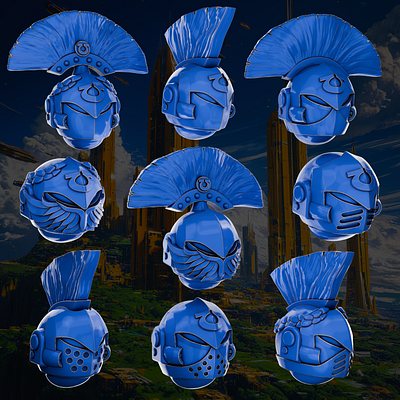 Crusader Pattern Helmets - Ultramarines 3d 3d art 3d model 3d printing 3d sculpting blender design warhammer