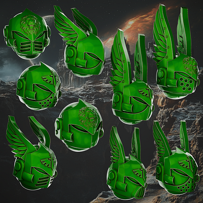 Crusader Pattern Helmets - Dark Angels 3d 3d art 3d model 3d printing 3d sculpting blender design warhammer