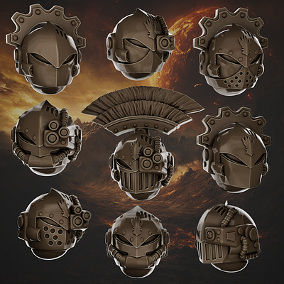Crusader Pattern Helmets - Iron Hands 3d 3d art 3d model 3d printing 3d sculpting blender design warhammer