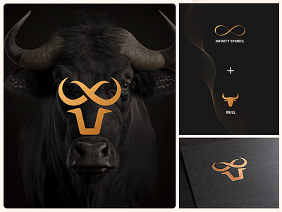 Bull + Infinity Mark logo concept bull logo infinity mark logo luxury logo strength logo