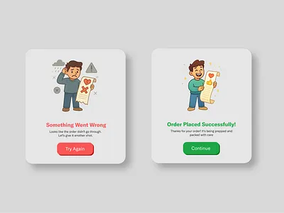 Daily UI 011- Flash Message app daily 100 challenge daily ui design failure figma flash message green illustration order red successful tablet ui ux web