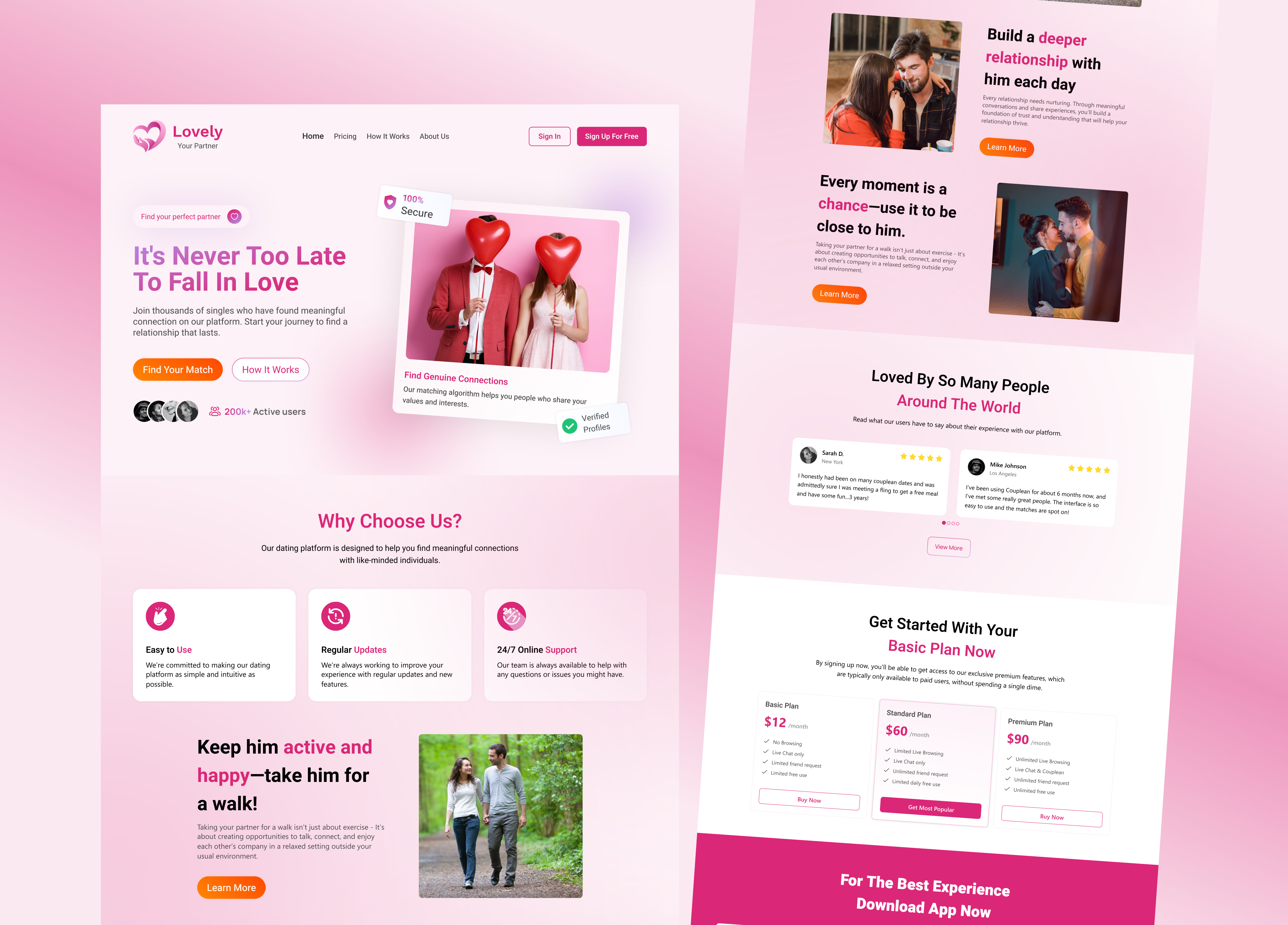 Lovely - Dating Web Landing Page UI Design conceptdesign