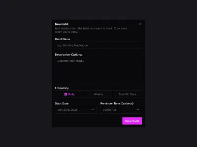 New Habit 🗓️ design dialog form forms input minimal modal popup saas select ui web design