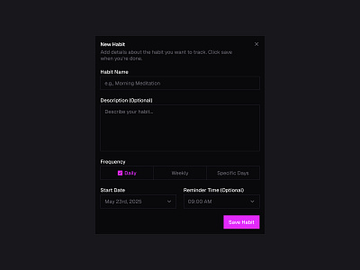 New Habit 🗓️ design dialog form forms input minimal modal popup saas select ui web design