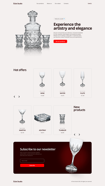 Éclat – Timeless Crystal Art E-commerce e commerce ui ux