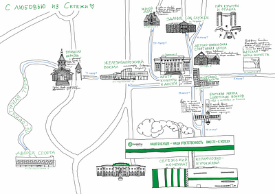 Souvenir map of the city of Segezha illustration map printing