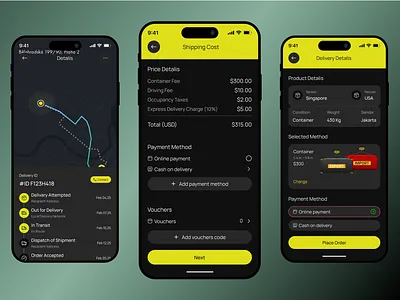 Transport & Logistics Mobile App app app design cargo delivery app export import logistics logistics management map mobile app mobile application shipment shipping tracking transport app transportation ui ux