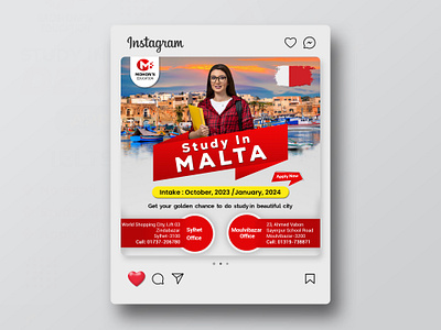 Study Abroad Social Media Poster Malta Design ad poster branding consultancy poster design creative poster design design education consultancy creative educational consultancy design graphic design malta study visa poster modern educational ad design modern study abroad flyer overseas education promo post poster design social media poster study abroad study abroad poster study abroad social media design study in malta visa consultancy poster