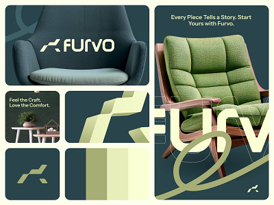 Furvo Furniture Branding aesthetic branding furniture green logo logo mark logotype luxury minimal modern wordmark