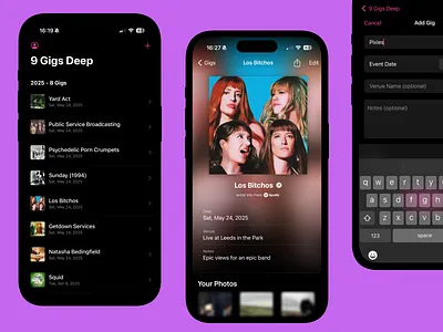 GigsDeep Shots app clean concert g gigs ios live bands minimal mobile music