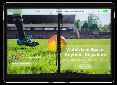 Sports landing page animation hero section marden and clean landing page sports website ui design ux design